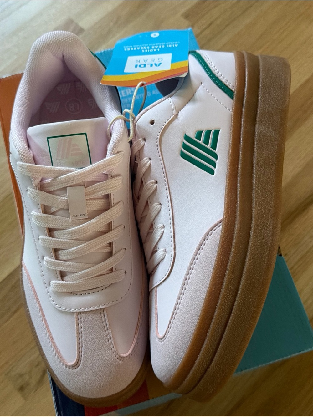 Aldi 50th Anniversary Pink Green Shoes New In Box Size 8 Platform Rare Sneakers